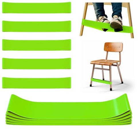 WNSIRVY 5 Pack Chair Bands for Kids with Fidgety Feet, ADHD Tools for Kids, Fidget Chair Bands ADHD Band for Classroom, ADD Sensory Foot Swing for Under Desk for Kids Autism (Green)