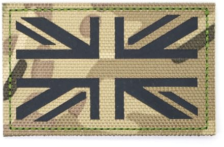 Ökenkamouflage IRR Union Jack flagga lapp brun kamouflage emblem brittisk militär krok och ögla 8 x 5 cm armé Airsoft UK