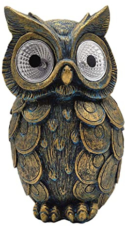 Wedhapy Statue de Jardin en résine Sculpture de Hibou Solaire et étanche avec lumières LED Ornements décoratifs pour pelouse de Jardin Décorations de Jardin