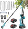 Ovshnrr 2 in 1 Perche Élagueuse 6 et 8 Pouces, Mini Tronçonneuse avec 2 Batteries 4000 mAh, 4 Longueurs Peuvent être Epissées Extension jusqu'à 14.1FT Élagueuse pour le Jardin, le Branches et le Bois