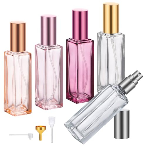 Segus Decantador de perfume, 5 botellas de vidrio de 20 ml, atomizador de fragancia portátil, atomizador de perfume para bolso para uso diario, viajes de negocios