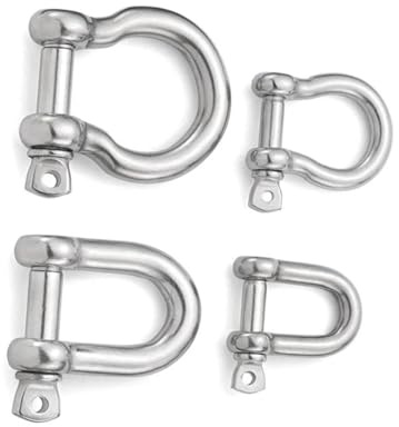 LZZYFPX 1-2 Piezas de grillete de Anclaje Tipo D/Arco de Acero Inoxidable 304 M4M5M6M8M10M12M14 con Hebilla de Gancho de elevación y Conector de mosquetón(D Type Shackle,M5-1pcs)