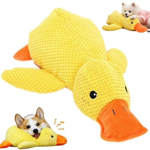 Auzlya Anti Stress Ente Hund,32 * 28 cm Quack-Quack Duck Hundespielzeug | Interaktives Hundespielzeug Ente,Quietschspielzeug Hund Kuscheltier,für Kleine,Mittlere,Große Hunde