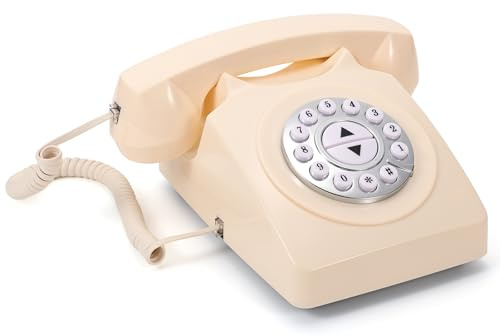 Guest Book Audio Wedding Telephone Record Voice Messages Retro Guest Book for Wedding or Birthday Parties, Voice Mailbox, Preserve the Blessings of Your Relatives and Friends (Beige)