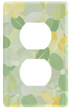 Tapa decorativa de salida de interruptor de color amarillo limón y verde claro, lindas placas de pared para interruptores de luz, tapa para interruptor de luz, tomas dúplex, 4.53 x 2.75 pulgadas