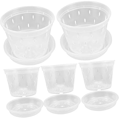 FONDOTIN 5ensembles Pot De Fleurs pour Orchidées Plastique Jardinières De Pépinière avec Traces Pots De Fleurs Décoratifs Respirant Et Réutilisable Lot