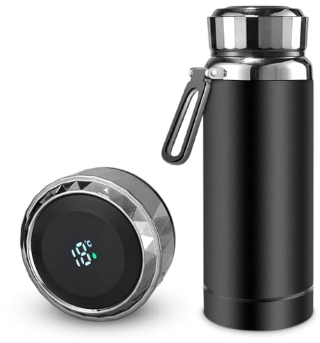 Termosflaska med temperaturdisplay 800 ml, termoskanna med temperaturdisplay, vakuum isoleringskopp av 304 rostfritt stål, termoskanna baby, läckagesäker, BPA-fri, smart flaska för resor, kontor