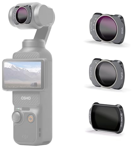 Tilta Pocket 4 Kit Filtres de Base, Filtres Magnétiques CPL/Black Mist/VND | Compatible avec DJI Osmo Pocket 3/4, Polariseur, Diffusion Noire 1/4, Filtres ND Variable 2-32