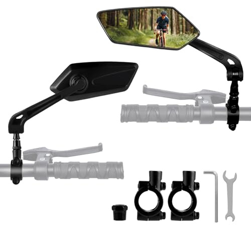 Rétroviseur Vélo - Rétroviseur Moto - Accessoire Vélo - 2 Pièces Rétroviseur Trottinette Électrique, Réglable 360°, Antichute, Pour Guidon 20-24 mm (Noir)
