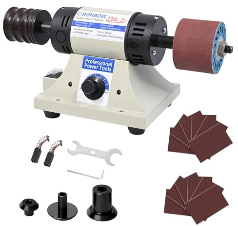 Leather Burnishing Machine, 350W Leather Polisher Sander, 0-10000RPM Adjustable Leather Edge Polisher Kit with Rosewood Grinding Head & Sanding Sleeves for Leather Craft, Woodworking