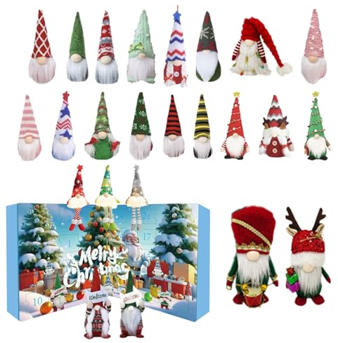 Calendario per il conto alla rovescia con gnomo natalizio per 24 giorni, con gnomo natalizio, calendario per il conto alla rovescia, bambole nane di peluche per comodino, mensola del caminetto