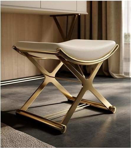 Schminkstuhl, moderner Schminkhocker mit Metallbeinen, gepolsterter Ledersessel, gepolsterte Fußstütze für Schlafzimmer, Wohnzimmer, Badezimmer, stilvolles und Komfortables Design