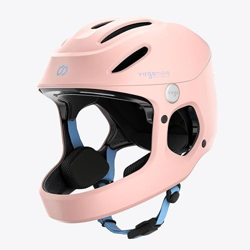 VIRGOMOVE Casque Intégral Enfant Modèle Virgo Kid | Idéal Vélo, Trottinette & Skatepark | Protection Mentonnière Certifiée EN1078 | Taille S, Rose