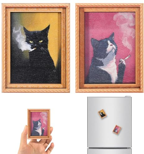 Katzen Kühlschrankmagnete Vintage Magnete Kühlschrank Magnete Schwarze | 2 Stück Holz Kühlschrankmagnete Kühlschrankzubehör für Büro,Wohnzimmer Küche