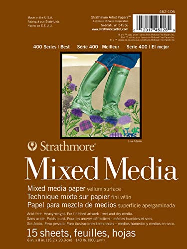 Mixed Media-Pergamentpapierblock Pro-Art von Strathmore, 15,2 cm x 20,3 cm, 15 Blätter, Mehrfarbig