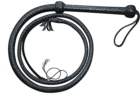 04 pieds longue tresse 08 Bull whip en cuir véritable robuste bullwhip Noir