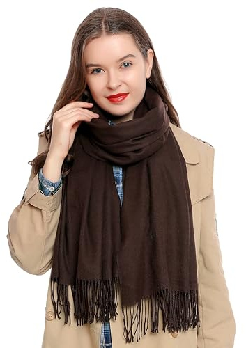 DonDon Schal Damen Winter Wollschal Winterschal warm weich 185 x 65 cm dunkelbraun