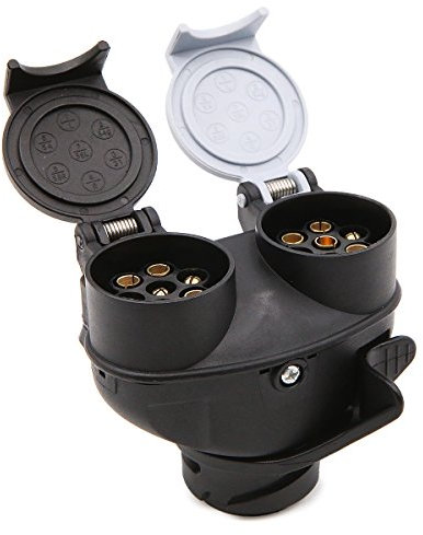 Dawa 2 In 1 Trailer Adapter, 13 to 7 Pin Caravan Electric Trailer Connector Towbar Towing Socket (UK Plug)