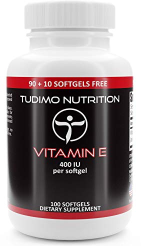 Vitamina E Capsulas 400 IU Liquidas - 100 Vit E Cápsulas Softgel (3+ Meses de provisión) de Desintegración Rápida, cada una con 294mg de D Alpha Tocopheryl Acetate (Vitamin E Supplement)