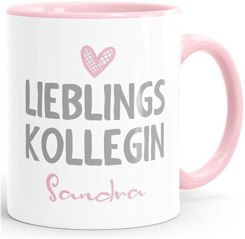 SpecialMe® personalisierte Kaffee-Tasse Lieblings-(style_variation_string) mit Namen Namenstasse personalisierte Geschenke Inner-rosa Keramik-Tasse