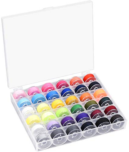 Fodlon 36Pcs Sewing Machine Bobbin Threads with Storage Case Box, Pre-Wound Bobbins Set for Brother/Babylock/Janome/Elna/Kenmore/Babylock/Singer Sewing Machine - Assorted Colors
