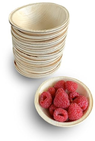 Raj Disposable Palm Leaf Bowls (25 Count, 4 Bowls) Strong Bowl Like Bamboo Party Bowl - Decorative Compostable Tableware for Lunch, Dinner, Birthday, Camping, Outdoor, Picnic, Parties