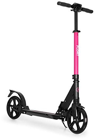 KLAR FIT Float Kickscooter - Monopattino, Ruote PU XXL: 200 mm, Cuscinetti ABEC 7, AS-Soft Grips, Sistema a 1 Clic, Max. 100kg, Doppia Ammortizzazione, Freno a Pedale, con Tracolla