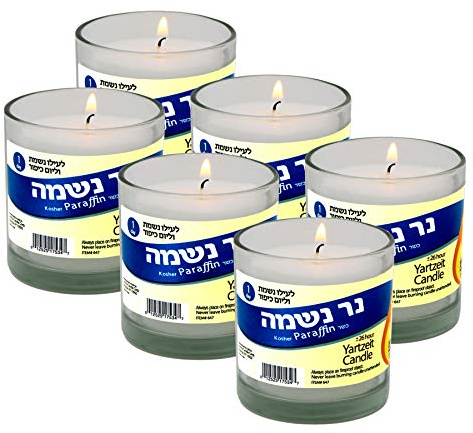 Yahrzeit Lot de 6 bougies commémoratives 24 heures de combustion dans un support en verre pour éclairer la mémoire des êtres chers perdus pour funérailles Shiva Yartzeit ou bougies d'urgence – Jolis