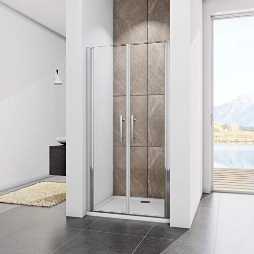 70x195cm Porta Battente Box doccia per Nicchia Due Ante Apertura a Saloon Vetro 6 mm Temperato Trasparente Anticalcare