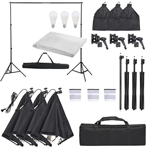 vidaXL Fotostudio-Set mit Beleuchtung und Hintergrund, Studio-Kit, Tageslicht-Lampe, Studio-Beleuchtung-Set, Studio-Licht, Fotografie-Licht