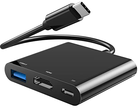 CableGlaxay Adattatore da USB C a HDMI, Hub USB C HDMI 4K Adattatore 3 in 1 con PD 100W Carica Compatibile con MacBook Pro Air M2 M1, iPad Pro Air, iPhone 15 Plus Pro Max-Nero