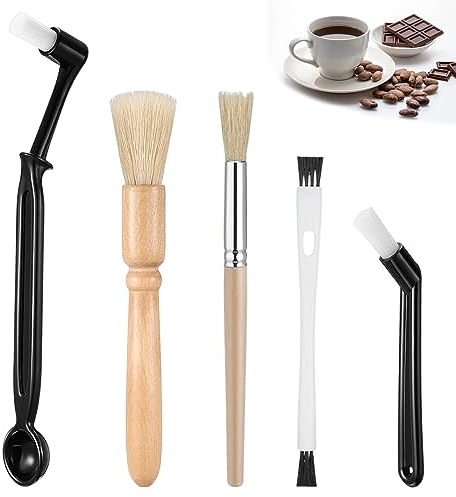Vueinrg 5 Pezzi Spazzolino Macchina Caffe, Pennello Macchina Caffe, Spazzola per la Pulizia Della Macchina da Caffè per la Pulizia Della Macchina da Caffè, Macchina da Espresso,Bean Grain Coffee Tool