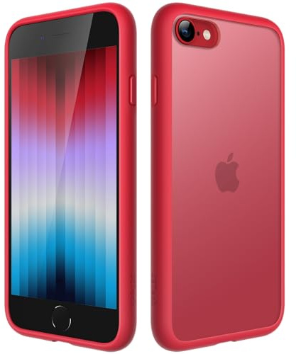JETech Matte Hülle für iPhone SE 3/2, iPhone 8/7, Rot | Robuster Schutz, Matte Rückseite, Anti-Fingerabdruck, Stoßfestes Design