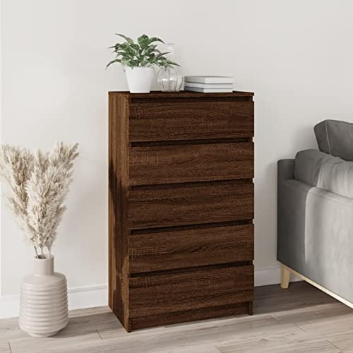 GuyAna Schubladenschrank Braun Eichen-Optik 60x36x103 cm Holzwerkstoff Kommode Flur Schrank Schmal