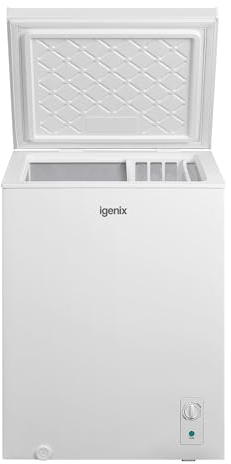 Igenix IGCF0150W Freestanding Chest Freezer 142 Litre Capacity with Freezer Basket, Suitable for Outbuildings and Garages, White