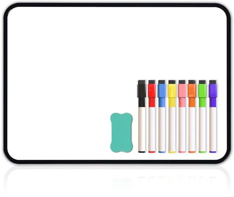 QUEENLINK Double Sided Magnetic Whiteboard, Dry Erase White Board, 21X30cm Small Lap Boards Kit Portable Mini Whiteboard