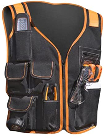 Chaleco de trabajo Navna de tela Oxford con múltiples bolsillos portaherramientas, chaleco de seguridad multibolsillo, kit de mantenimiento, adecuado para hombres y mujeres