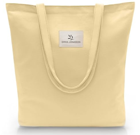 Emma Jonasson Jutebeutel mit Reißverschluss und Innentasche - Stilvoller Shopper Damen - Einkaufstasche mit langem Henkel - perfekte Tasche als Tote bag, Stofftasche