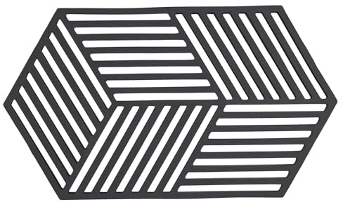 Zone Denmark Hexagon Topfuntersetzer Hitzebeständig, Silikon Untersetzer, Praktische und Dekorative Topf-Untersetzer, Spülmaschinenfest, 24 x 14 cm, Schwarz