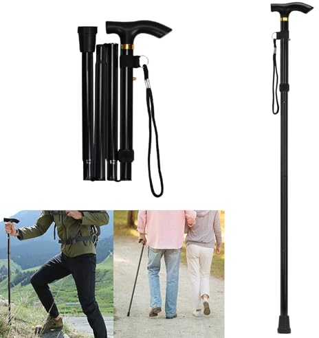 Gehstock Klappbar,Gehstock Damen Höhenverstellbar,Trekkingstöcke Herren Elegant,Spazierstock Herren Aluminium,Walking Stöcke,Spazierstock Damen,Wanderstöcke für Wandern Camping Bergsteigen