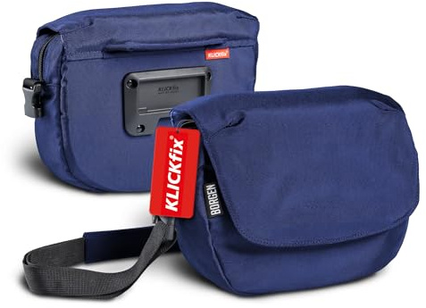 Borgen KLICKfix Lenkertasche Fahrrad, blau, 5 L, 2in1 Tragetasche | Wasserabweisende und geräumige Lenkertasche, Fahrradtasche Lenker mit abnehmbarem Gurt - für E-Bike, MTB, Citybike & Rennrad.