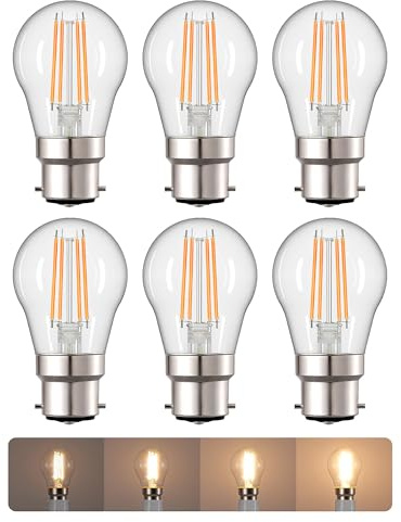 EDISHINE Bayonet LED Light Bulb 40W Equivalent, 4.8W B22 LED Bulb Dimmable, 2700K Warm White 420LM, P45 Golf Ball, Energy Saving Edison Light Bulbs for Interior Lighting, 6 Pack