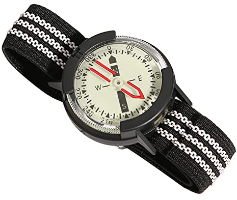 Compass Watch, Luminous Dial Design, Equipped With Elastic And Adjustable Strap, Outdoor Waterproof Compass for Camping Diving Hiking