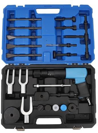 Air Hammer Rivet Bit Set, 24 Pcs Long Barrel Air Hammer Kit Multifunctional Pneumatic Split Forks Remover Flat Chisel Auto Repair Tools