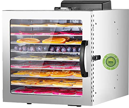 NUANYI Essiccatore per Frutta in Acciaio Inossidabile con 10 Vassoi, Senza BPA, con Timer Digitale e Controllo della Temperatura, Essiccatore Professionale per Frutta, Verdura, Carne