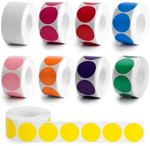 HAKACC 9 Rollen Runde Klebepunkte 25 mm, 4500 Stück Farbige Punktaufkleber Selbstklebend, Aufkleber Punkte Sticker Rund Bunte Markierungspunkte für Büro, Planer, Schule, Kalender, DIY, Lager & Versand