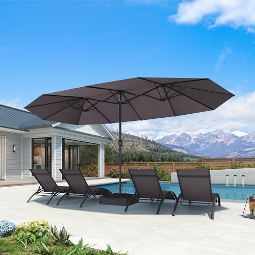 PURPLE LEAF Sonnenschirm 455 x 270 cm mit Kurbel Wasserabweisend, Grau