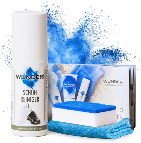 WunderRein- Schuhreiniger, Reisegröße Schuhreiniger mit integriertem Zauberradierer, schonende Formel für Leder, Stoff, Gummi und Sneakers, Schuhreinigungslösung für alle Arten von Schuhen