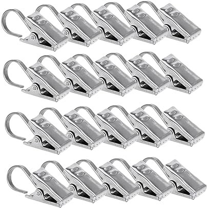 ABOOFAN 20 Stück Gardinenringe Mit Clips Rostfrei Satin Nickel Vorhanghaken Für Einfache Montage Robust Und Vielseitig Einsetzbar Für Fenster Und Badezimmer