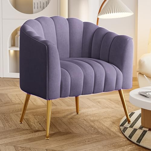 SEYNAR Übergroßer Kürbis Akzentstuhl, Moderner Bequemer Samtgepolsterter Sessel, Luxus Einzelsessel für Wohnzimmer, Warteraum, Büro und Schminktisch, (lila)